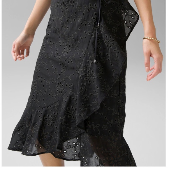 WHBM Eyelet Ruffle Wrap Dress in Black sz 4 NWT - Picture 3 of 6